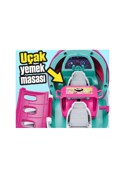 Pembe Oyuncak Uçak Seti - Açılabilen Kabinli, Hostes Bebek Ve Aksesuarlı Büyük Boy Oyun Seti