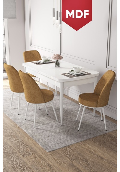 Canisa Kor Serisi MDF 70x114 Açılabilir Mutfak Masası Takımı Beyaz Masa 4 Cappucino Sandalye Masa Beyaz Sandalyeler Cappucıno Canisa Kor Serisi MDF 70x114 Açılabilir Mutfak Masası Takımı Beyaz Masa 4 Cappucino Sandalye Masa Beyaz Sandalyeler Cappucıno