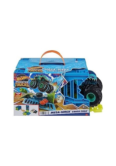 Hot Wheels Monster Trucks 1:24 Mega Wrex'in Çarpışma Kafesi, 3 Yaş Ve Üzeri, Hnc29