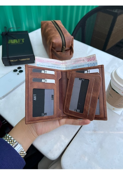 Mft Leather Hakiki Deri Erkek Cüzdan - Kartlıklı, İsim Yazılı, Kişiye Özel Gloria 1421 - Tiguan Taba Tiguan Taba