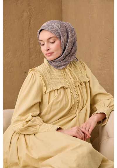 Silk Home Soft Eşarp 73099-07 Vizon, Koyu Vizon, Çelik Mavi