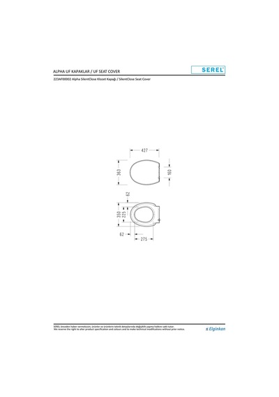 Serel Basic Kanalsız 52 Cm Asma Klozet+serel Alpha Duroplast Yavaş Kapanan Klozet Kapağı
