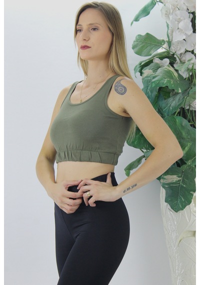 Beli Lastikli Crop Haki - Lks2907.022 Çok Renkli