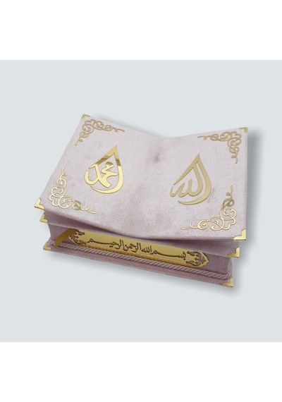 İsme Özel Hediye Rahleli Kutulu Kuranı Kerim Seti Pudra Pembe