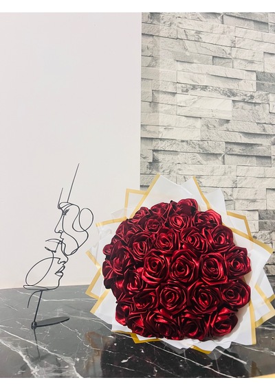 30'lu Gül Buketi Çiçek Ve Dekor Setimiz Bordo