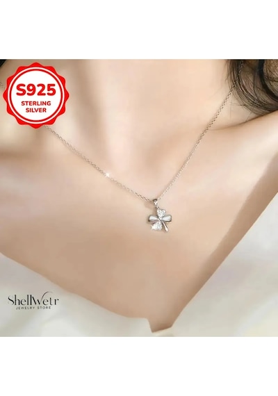 Wishleaf Yonca 925 Ayar Gümüş Kolye Sevgililer Günü , Annenize Verilecek En Güzel Gümüş Hediyesi Gümüş
