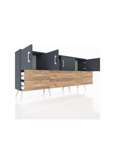 Arges Konsol 3 Raflı 6 Çekmeceli 4 Kapaklı 176x30x83 Antrasit-antrasit/çam Antrasit/çam Arges Konsol 3 Raflı 6 Çekmeceli 4 Kapaklı 176x30x83 Antrasit-antrasit/çam Antrasit/çam