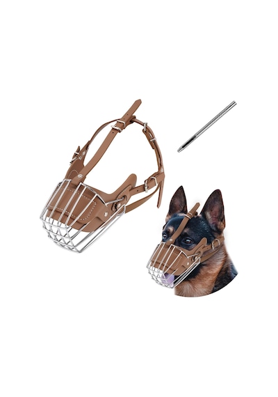 Pasha Pet Metal Deri Köpek Ağızlığı M - 33 Cm