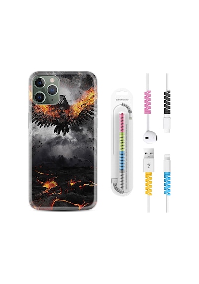 Apple Uyumlu iPhone 11 Pro Kılıf Kablo Koruyuculu Ateş Kartalı 1766