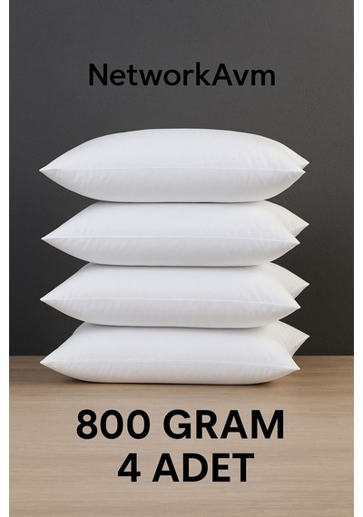 Premium Roll Pack Yıkanabilir Yüksek Yastık 800 Gr 4 Adet Beyaz