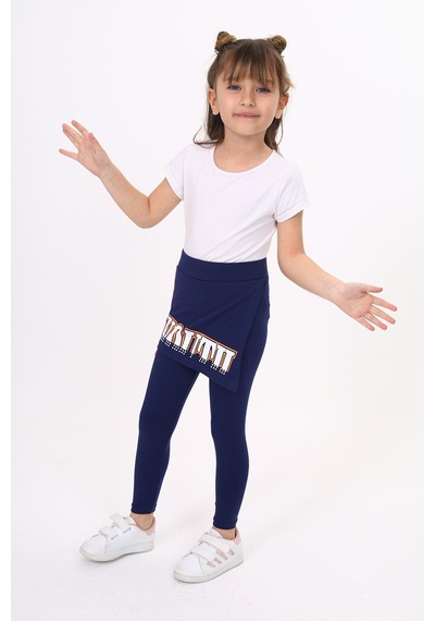 Toontoy Kids Toontoy Kız Çocuk Neon Şeritli Tayt Lacivert