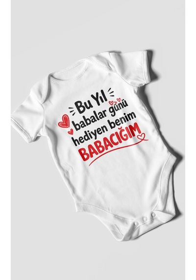 Morivokids Babaya Özel Kısa Kollu Bebek Body %100 Pamuk Zbn297-kk Beyaz