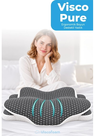 ViscoPure Boyun Destekli Ortopedik Visco Yastık 69 x 37 x 10 CM