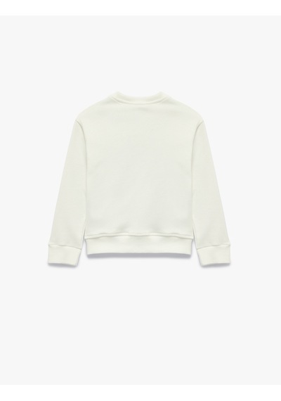 Koton Bisiklet Yaka Uzun Kollu Baskılı Sweatshirt Ekru 7wkg10250ak