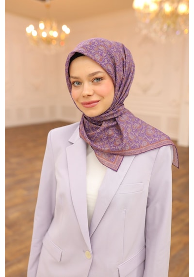 Silk Home Soft Eşarp 73077-02 Erguvan, Pudra, Taba