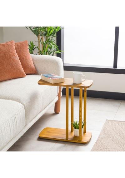Furnirem Masif Çam Ahşap Modern C Sehpa Koltuk Yanı Yan Sehpa 49x24x55 Cm Meşe