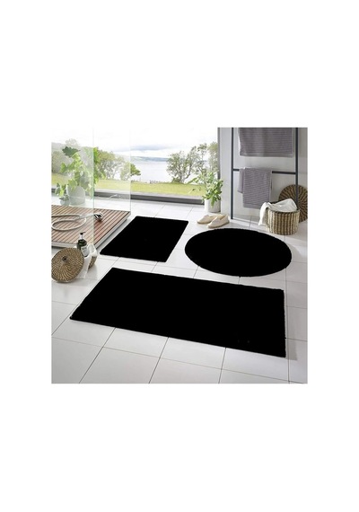 Tr Vl Yıkanabilir Kaymaz Taban Post Peluş Banyo Paspası Üçlü Takım Siyah 60 X 40 Genel