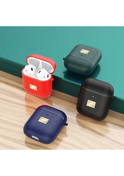 Apple Uyumlu AirPods Kılıf Deri Görünümlü Askı Aparatlı Wlons