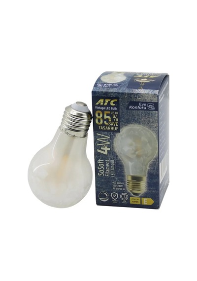 Ers Atc-a60-ss Vintage Sosoft Filament 4w Led Ampul Lamba E27 Kırılmaz Plastik Cam 400 Lümen 2200k 25.000 Saat
