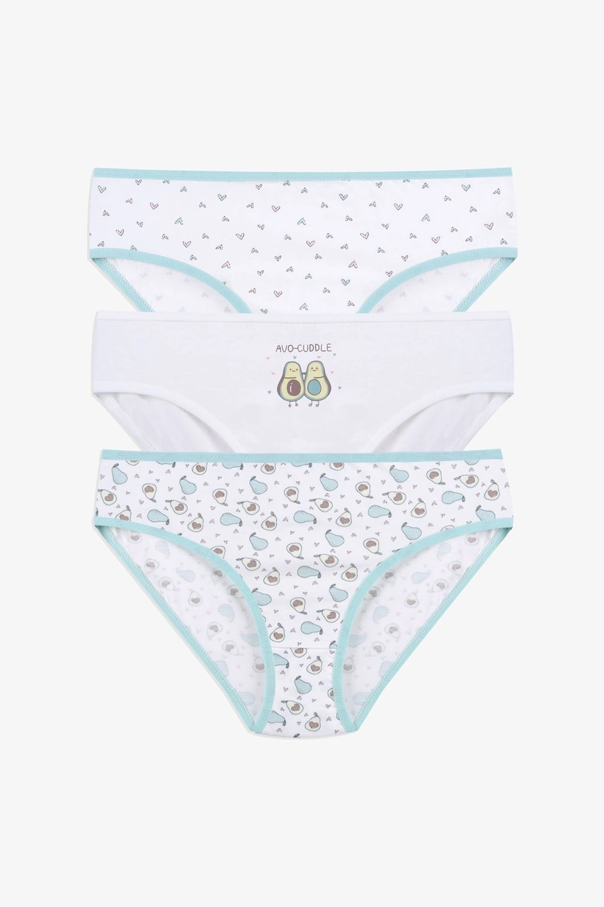 Koza İç Giyim Kız Çocuk 3'lü Penguen Desenli Slip 1050 Yeşil