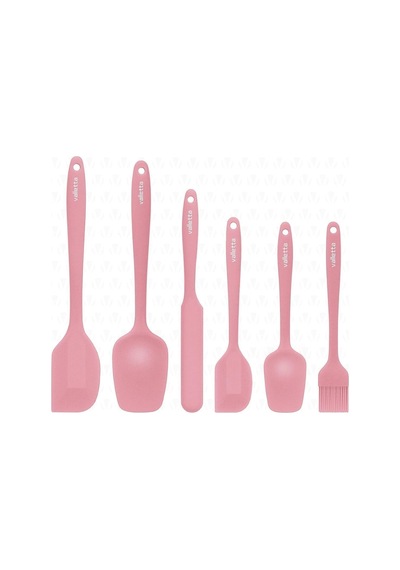 Tr Drongo Isıya Dayanıklı Yanmaz Yapışmaz Silikon Spatula Seti 6 Parça Pembe Diğer