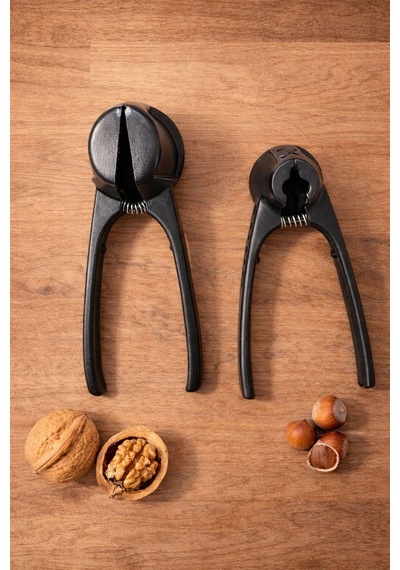 2'li Set Sağlam Döküm Ceviz Ve Fındık Kıracağı Ergonomik Ve Şık Tasarım Döküm Siyah