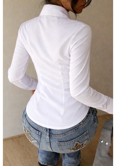Kadın Premium Gömlek Slim Fit Uzun Kollu Şık Ofis Günlük Kombin Basic Klasik Gömlek Beyaz