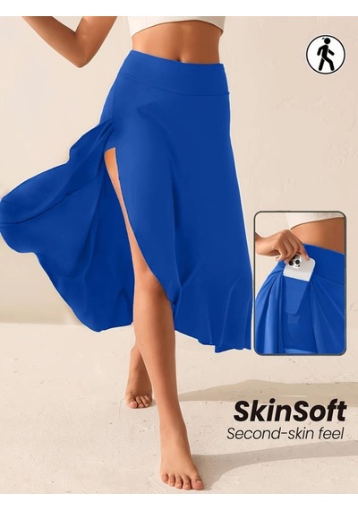 Valensdesign Kadın Cep Detay Taytlı Sandy Etek Saks Mavi