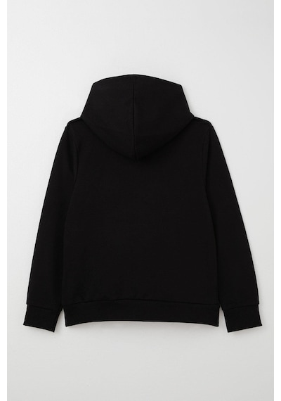 Breeze Erkek Çocuk Sweatshirt Yazı Baskılı Kanguru Cepli Kapüşonlu 8-14 Yaş, Siyah Siyah