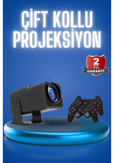 Android Projeksiyon Siyah Taşınabilir Sinema Projektörü 4k 1080p Ev Sineması Bluetooth