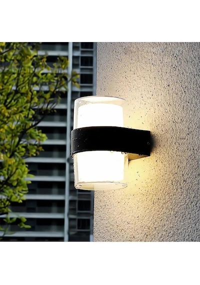 Silindir Led Aplik 12 Watt Gün Işığı 3200k İç Mekan Ve Dış Mekan Cata Bora Led Aplik Ip54 Siyah