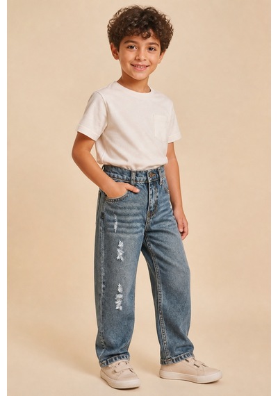 Eray Alp Kids Erkek Çocuk Yıkamalı Yırtık Detaylı Kot Jean Pantolon Günlük Rahat Kombin Mavi Eray Alp Kids Erkek Çocuk Yıkamalı Yırtık Detaylı Kot Jean Pantolon Günlük Rahat Kombin Mavi