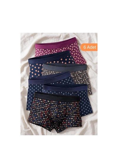 Trendybee Erkek Boxer Renkli Desenli 6'lı Paket Pamuk Penye Kumaş Özel Kutulu Battal Boy Seçenekli Dantelli Dantelli Trendybee Erkek Boxer Renkli Desenli 6'lı Paket Pamuk Penye Kumaş Özel Kutulu Battal Boy Seçenekli Dantelli Dantelli