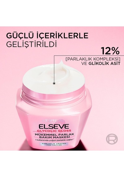 Ayrex L'oréal Paris Elseve Glycolic Gloss Mükemmel Parlaklık Veren Saç Bakım Maskesi 300ml