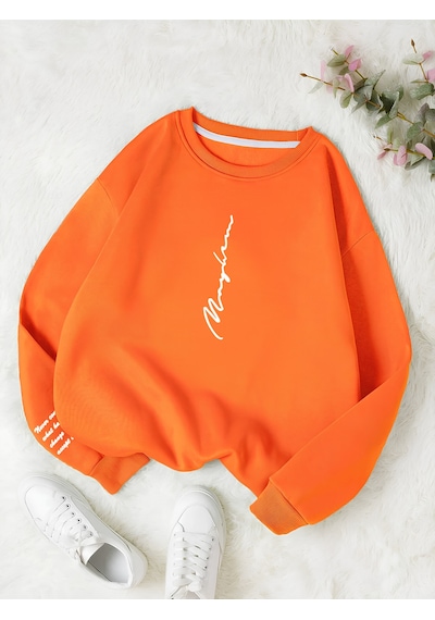 Startmore Turuncu Unisex Kadın/erkek Never Renkli Oversize Bisiklet Yaka Pamuklu