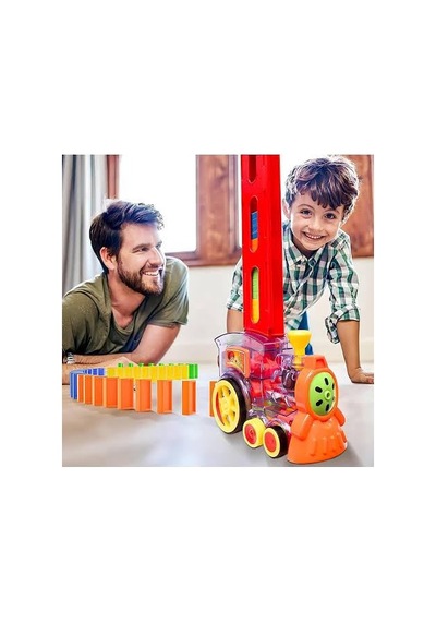 Domino Tren Yön Verilebilir Şeffaf Dişli Otomatik 86 Parça 16 Cm Işıklı Ve Müzikli Oyuncak Tren