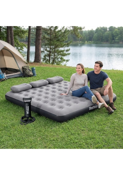 Bestway Ultra King 3 Kişilik Şişme Yatak, El Pompası Ve Yastık 203x183x22cm 671hc Bw149 Gri
