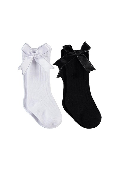 Civil Baby Çift Fiyonk Aksesuar 2'li 6- Bebek Kız Çorap Set - Standart