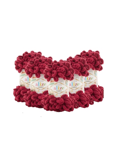 Alize El Örgü Ipliği 5'li Paket - 107 Bordo - 100 Gr. 9 Mt. Parmak Örgü Ipi