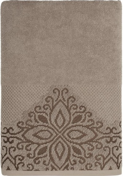 Pamuk Tekli Havlu Jakarlı Karna Home Klover - 70 X 140 Sütlü Kahverengi
