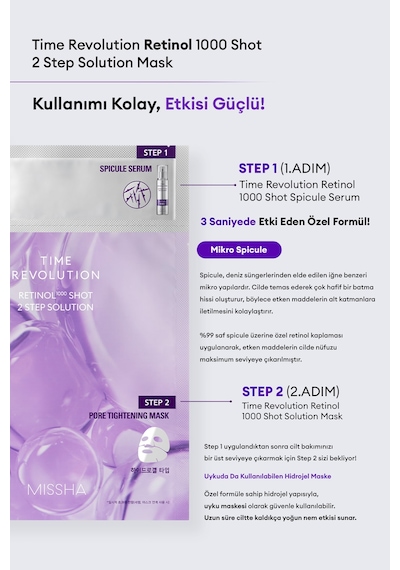 Mıssha Time Revolution Retinol 1000 Shot 2 Step Solution Mask