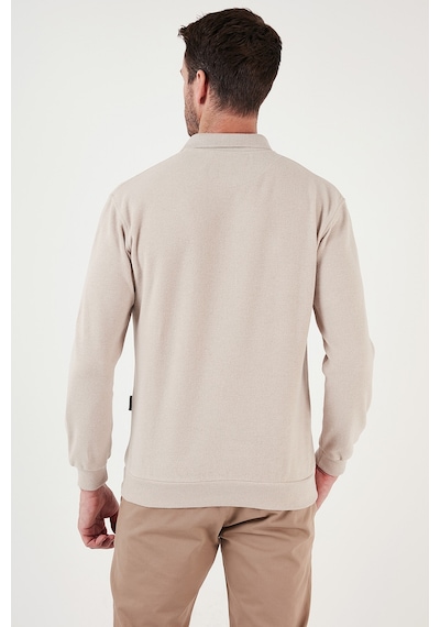 Buratti Pamuk Karışımlı Regular Fit Erkek Polo Yaka Kazak 456223 Bej