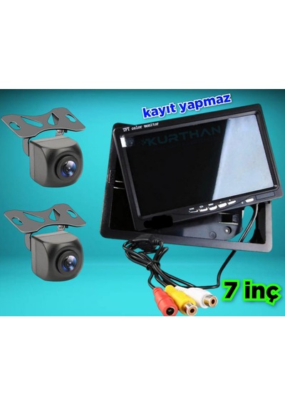 7'' Ekran + 2 Adet 170'' Geniş Açılı Kamera Set Kayıt Yapmaz 12v