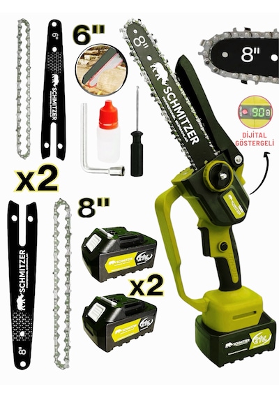 Schmıtzer S-2lıbudama Pro Set 21v Çelik Şanzuman 2 Pala Ve Zincir Şarjlı Dal Ağaç Kesme Bağ Budama Makas Testere