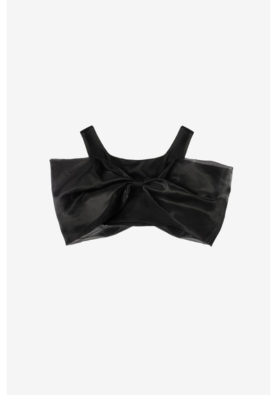Le Mabelle Siyah Büyük Fiyonklu Kız Çocuk Crop Bluz - Edith Siyah