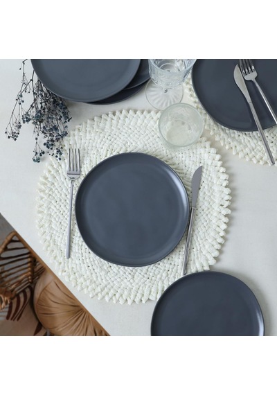 Mat Gri Sardes Pasta Tabağı 22 Cm 6 Adet 959 Çok Renkli