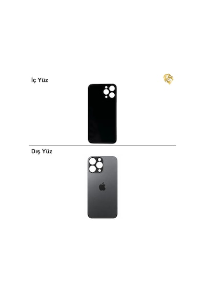 İphone Uyumlu14 Pro Max Siyah Renk Arka Kapak Arka Cam Batarya Kapağı Lazer Kesim Kapak Pil Kapağı Standart