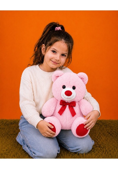 Sevimli Peluş Ayıcık 30cm - Hediyelik & Sevimli Uyku Arkadaşı Peluş Oyuncak Açık Pembe