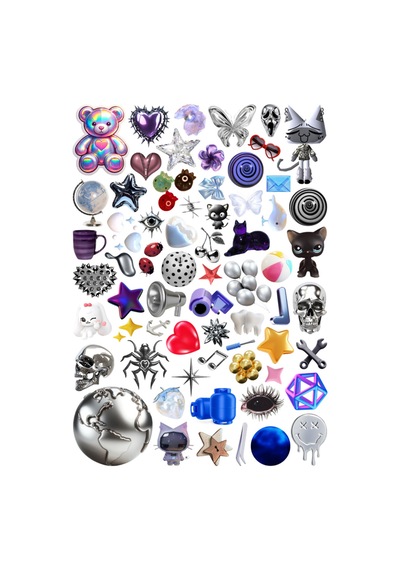 65 Adet Metalik Gotik Temalı Sticker Seti Gümüş Estetik Çıkartma Laptop Kask Telefon Defter Etiketi