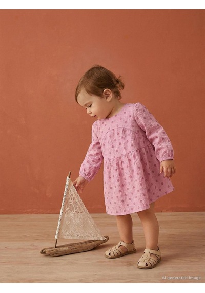 Civil Baby Kız Bebek Puan Baskılı 6-18 Ay Elbise - Pembe